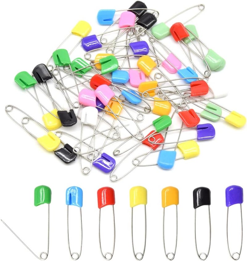 Hocansen 50 PCS Safety Pin 54mm/2.2in Baby Diaper Pins for Cloth Plastic Head Baby Pins for Diapers Stainless Steel Cloth Pins with Locking Closures Nappy Pin for Crafts（DT/Color） - Image 1